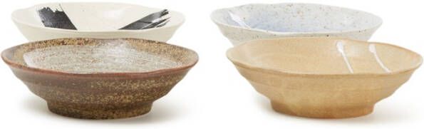 HKliving Japanse ondiepe schalen Kyoto keramiek set van 4
