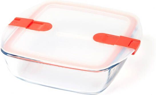 Pyrex Cook & Heat Voedelcontainer Vierkant met Deksel 25 x 22cm