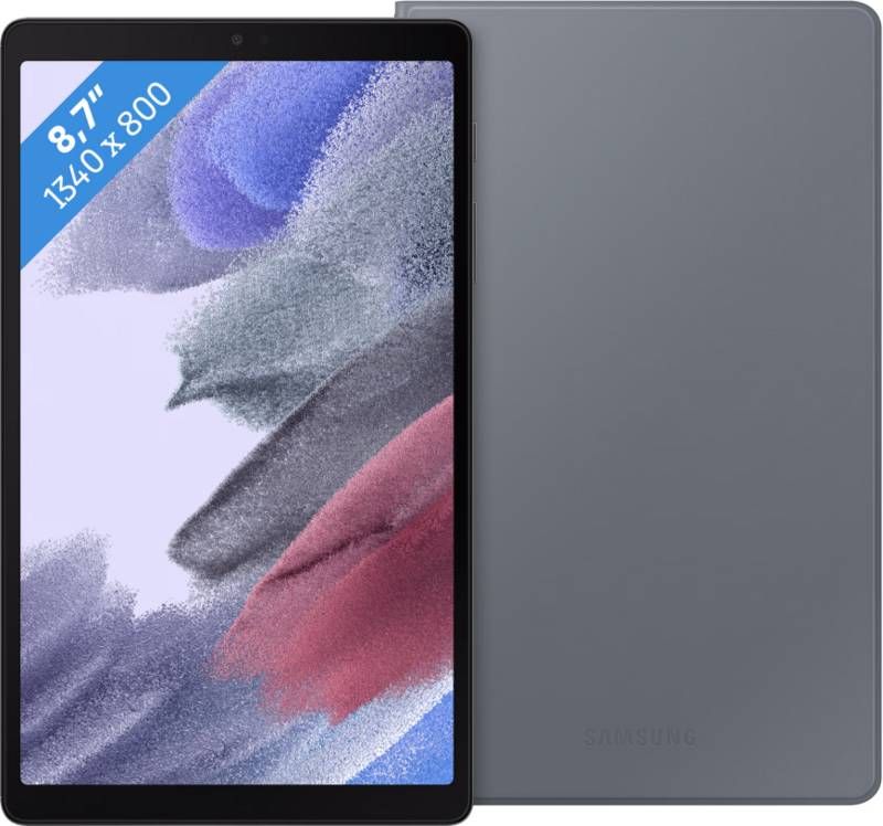 Samsung Galaxy Tab A7 Lite 32GB Wifi Zwart + Book Case Grijs