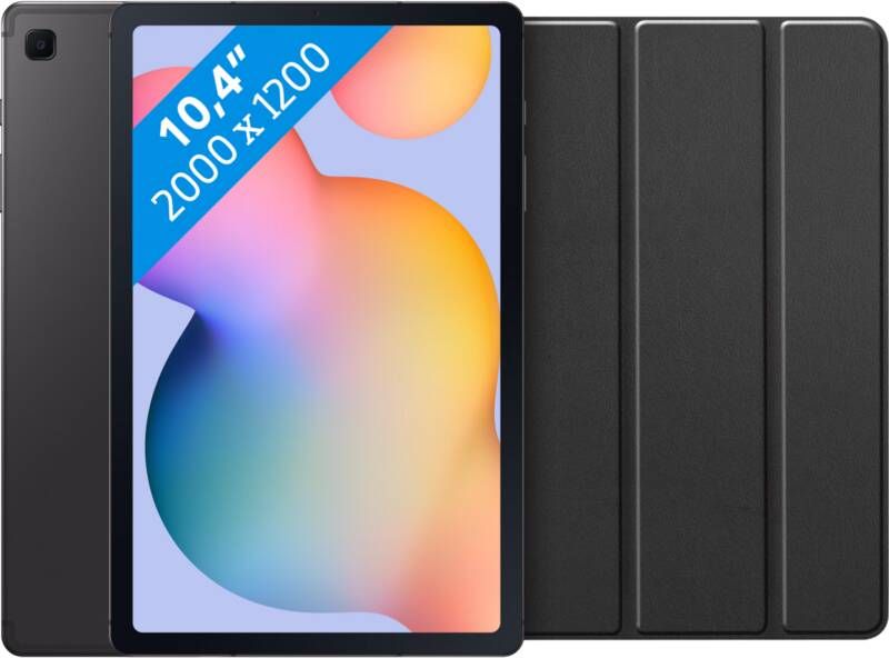 Samsung Galaxy Tab S6 Lite(2022)128GB Wifi + 4G Grijs + Just in Case Book Case Zwart