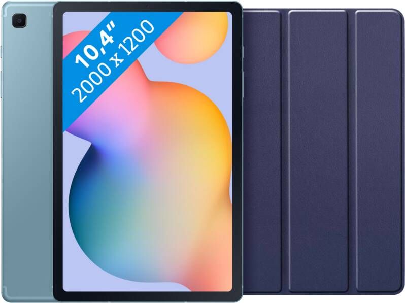 Samsung Galaxy Tab S6 Lite(2022)64GB Wifi Blauw + Just in Case Tri Fold Book Case Blauw