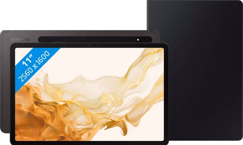 Samsung Galaxy Tab S8 11 inch 128GB Wifi + 5G Grijs + Book Case Zwart