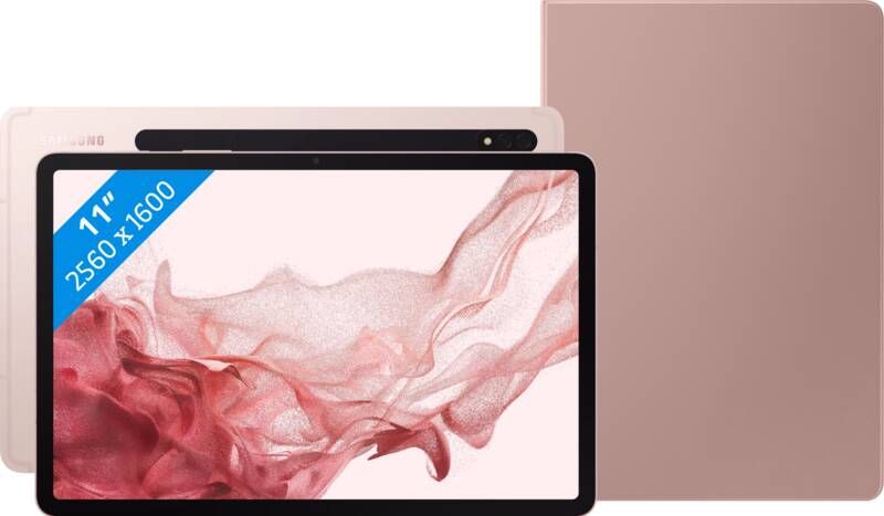Samsung Galaxy Tab S8 11 inch 128GB Wifi Rosegoud + Book Case Roze
