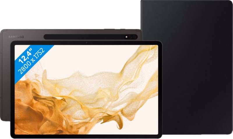 Samsung Galaxy Tab S8 Plus 12.4 inch 128GB Wifi Grijs + Book Case Zwart
